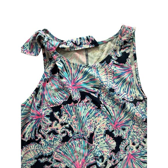 Lilly Pulitzer Womens Deep Sea Navy Blue Luella Shells Bells Pima Dress Large - Picture 4 of 12